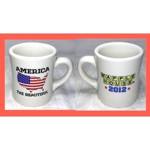 Waffle House 2012 Patriotic Coffee Mug Cup America The Beautiful Red White Blue
